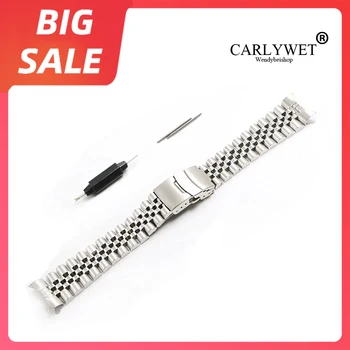 CARLYWET 20 de 22mm Argint Oțel 316L Band Ceas VINTAGE Jubilee Brățară Incuietoare Tubulare Curbate End Solid Șurub Link-uri Pentru Rolex Seiko