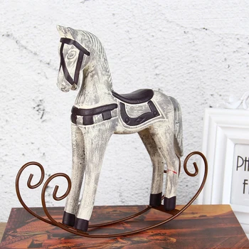 Europa Modernă Stil Trojan Horse Statuie Decor Nunta Lemn Cal Retro Acasă Decorare Accesorii Balansoar Cal Ornament Cadouri