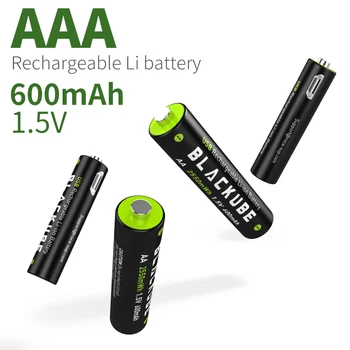 BLACKUBE Transport Gratuit AAA 1.5 V 600mAh 1.1 Baterii de Familie Securitate USB Baterie Reîncărcabilă Litiu