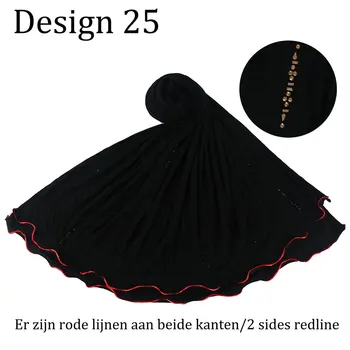 D25-New sosire Design de înaltă calitate 2 Părți Linie Roșie elastic Jersey hijab Eșarfă pentru Islamice arabe Doamnei văl