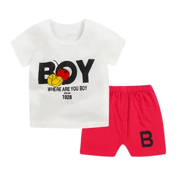Baby Set tricou+short Pant 2 buc Set Haine de Vară Nou-născuți Haine Băiat Fată de Desene animate pentru Copii din Bumbac Costum (Bluza+Pantaloni) 0-24M