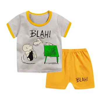 Baby Set tricou+short Pant 2 buc Set Haine de Vară Nou-născuți Haine Băiat Fată de Desene animate pentru Copii din Bumbac Costum (Bluza+Pantaloni) 0-24M