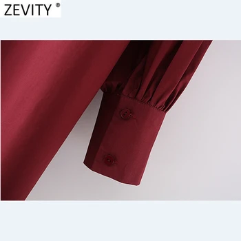 Zevity 2021 Nouă Primăvară Femei pur și Simplu Solid de Culoare Neregulate Tiv Rochie Camasa Office Doamnelor Chic cu Maneca Lunga de Afaceri Vestido DS5033