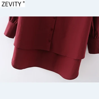 Zevity 2021 Nouă Primăvară Femei pur și Simplu Solid de Culoare Neregulate Tiv Rochie Camasa Office Doamnelor Chic cu Maneca Lunga de Afaceri Vestido DS5033