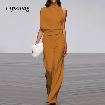 Toamna Elegant Largi Picior Salopete Femei 2021 Moda de Primăvară Salopetă fără Mâneci Femei Casual Vrac Solid Costum Streetwear 3XL