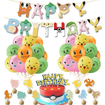 Pokemon Petrecere Baloane Cupa Tort Introduce la mulți ani Pavilion Set pentru Copil de Dus Provizii Copii Decor Petrecere