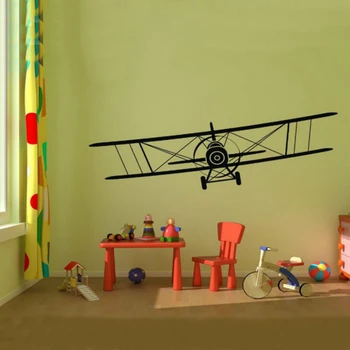 Gigantul Biplan model de Desene animate Autocolante de Arta de Perete de Vinil Decalcomanii de Perete Amovibil Mare Vis Pepinieră Camera pentru Copii Decor Acasă la Școală