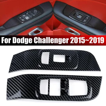 2 buc ABS Fibra de Carbon Stil de Ferestre, Uși, Lift Buton Capac capitonat pentru Dodge Challenger 2016 2017 2018 2019