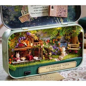 Mini Papusa Casa Asambla Kituri Amuzant Rural Note de Lemn 3D DIY Manual Cutia de Teatru de Păpuși în Miniatură Cutie Cadou Drăguț Jucării