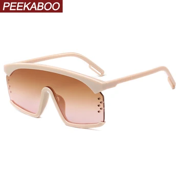 Peekaboo roz bej supradimensionat ochelari de soare-o singură bucată femei jumătate cadru uv400 doamnelor ochelari de soare stras windproof ochelari