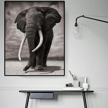 Retro Negru Elefant Pictura Animale de Postere si Printuri Pictura in Ulei Pe Panza, Arta de Perete de Camera de Decorare Imagine Pentru Hoom NICI un CADRU