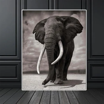 Retro Negru Elefant Pictura Animale de Postere si Printuri Pictura in Ulei Pe Panza, Arta de Perete de Camera de Decorare Imagine Pentru Hoom NICI un CADRU