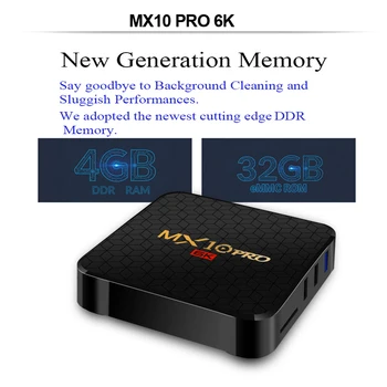 MX10 PRO Android TV Box Android 9.0 Allwinner H6 Quad Core, 4GB RAM, 64GB ROM USB3.0 WIFI 6K Rezoluție H. 265 HDR 3D Set Top Box