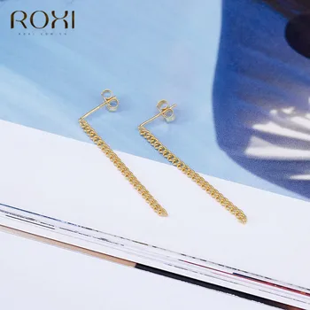 ROXI Minimalist Simplu Lanț Șir Picătură Cercei coreea Cercei Lungi Argint 925 Declarație Legăna Cercei pentru Femei