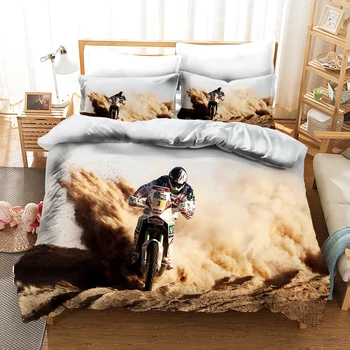 Yi Chu Xin lenjerie de Pat de lux Set Motocicleta Imprimare Carpetă Acopere Set cu fata de Perna Motocross Cuvertură de pat Patul băiatului Set