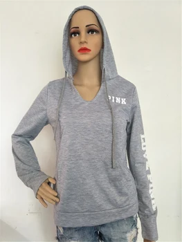 Toamna ROZ Scrisoare de Imprimare Femei Tricou Maneca Lunga Solid Hoodies pentru Femei Doamnelor Fete Pulover Vrac Poliester cu Gluga S-2XL
