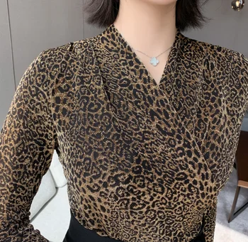 Toamna Sosirea Maneca Lunga Femei Bluza Leopard Imprimate 2 Bucata Set Pentru Femei Îmbrăcăminte