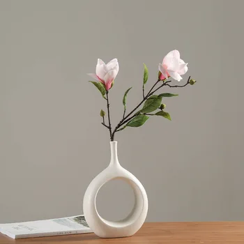 Nordic uri creative alb vaza ceramica de lux lumina acasă living blat de flori uscate de flori recipient decor acasă
