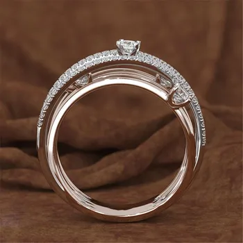 AAA zircon diamante care pot fi Stivuite straturi cruce inele pentru femei a crescut de culoare de aur, pietre pretioase, bijuterii bijoux anillos petrecere de moda cadouri