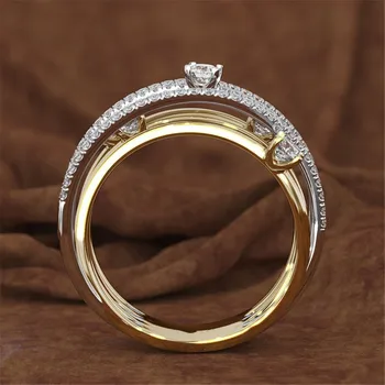 AAA zircon diamante care pot fi Stivuite straturi cruce inele pentru femei a crescut de culoare de aur, pietre pretioase, bijuterii bijoux anillos petrecere de moda cadouri