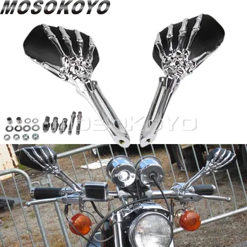Motocicleta Craniu Oglinzi Retrovizoare Schelet Gheara Oglindă Laterală pentru Harley Dyna Softail Sportster Touring