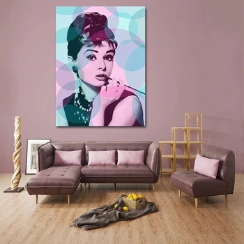 Alb negru Audrey Hepburn Portret Machiaj Modern Printuri Panza Pictura Arta de Perete Modular Imagini pentru Decor Dormitor