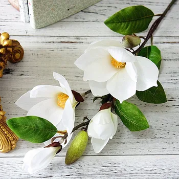 De Lux Tulpina Lunga De 4 Capete Artificiale Magnolia Ramură De Flori Pentru Grădină Acasă Decorare Nunta Fals Flori De Gradina Decor Flores