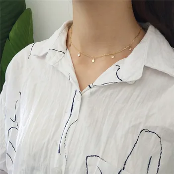INZATT Real Argint 925 Minimalist Geometrice Luminoase Disc Cravată Colier Pentru Femei de Moda Boho Bijuterii Boemia Cadou
