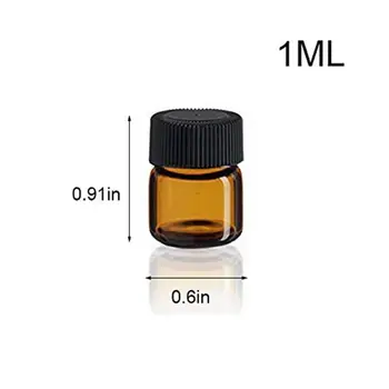 100buc 1ML Amber Rola Pe Rola de Sticla pentru Uleiuri Esențiale Reîncărcabile Sticla de Parfum Deodorant Recipiente cu capac Negru