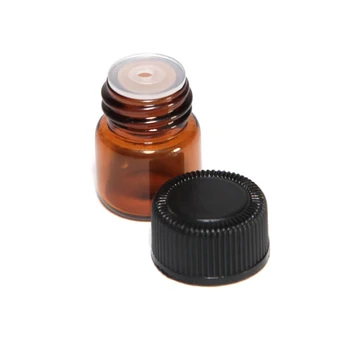100buc 1ML Amber Rola Pe Rola de Sticla pentru Uleiuri Esențiale Reîncărcabile Sticla de Parfum Deodorant Recipiente cu capac Negru