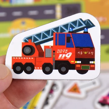 Copilul din Lemn Scena Jucării Mașini Agricole Magnetic Puzzle tridimensional din Lemn Puzzle Magnetic Trafic de Animale Jucării pentru Copii Cadouri