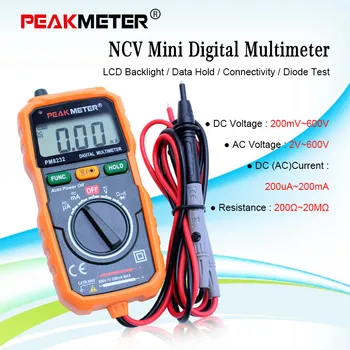 PEAKMETER Non-Contact Mini Multimetru Digital PM8232 DC Tensiune AC Curent Tester de Date Țineți aparatul de măsură Portabile Tensiune Metru