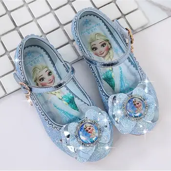 Fierbinte de Piele pentru Copii Pantofi de Printesa Elsa Pantofi de Vară pentru Copii Sandale pentru Fete Pantofi de Mireasa din Piele Plat Papion, Pantofi Rochie