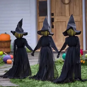 1,7 milioane de Lumina-Up Vrăjitoare Nu Miza Decoratiuni de Halloween în aer liber, se țin de Mâini, Țipând Vrăjitoare Sunet Activat Senzorul de Decor