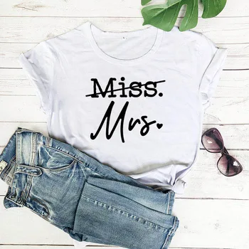 - e dor de doamna New Sosire Femei Amuzant Casual Bumbac T-shirt mireasa pentru a fi cadou doar căsătorit tricou cabină de duș de mireasă cadou