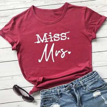 - e dor de doamna New Sosire Femei Amuzant Casual Bumbac T-shirt mireasa pentru a fi cadou doar căsătorit tricou cabină de duș de mireasă cadou