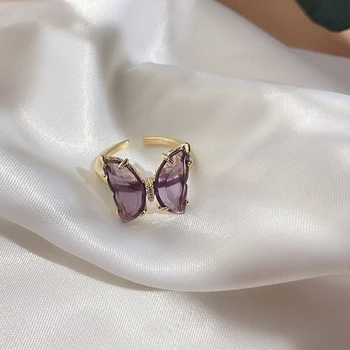 Peri ' sbox Culoare Violet Fluture Coliere de Sticlă translucide Pandantiv Coliere pentru Femei Romantic Colier Bijuterii de Vară 2020