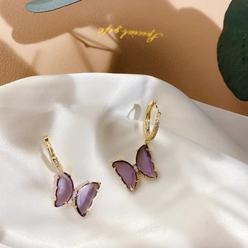 Peri ' sbox Culoare Violet Fluture Coliere de Sticlă translucide Pandantiv Coliere pentru Femei Romantic Colier Bijuterii de Vară 2020