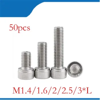 (50 buc/lot) M1.4,M1.6,M2,M2.5,M3 *L 304 din oțel inoxidabil hexagon socket head cap / model auto diy șurub,DIN912