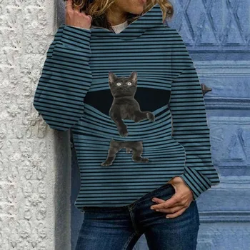 Femei Plus Dimensiune Animale 3D Imprimate Pulover cu Maneci Lungi Tricou supradimensionat de sex feminin tricou pull carouri avec capuche E1