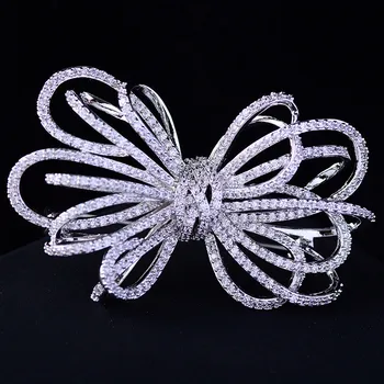 OKILY Delicat pentru Femei Broșe Bijuterii Accesorii Ciucure Pearl Zircon Bowknot Broșă Pin Drăguț Arc Pin Rever pentru Cadou de Anul Nou