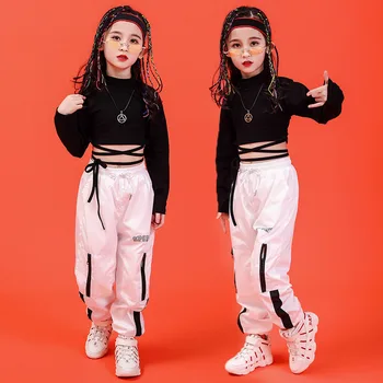 Pentru 10 12 14 16 Ani, Copiii Hip Hop Îmbrăcăminte Negru T-Shirt De Sus A Culturilor Pantaloni Fete De Jazz, Dans, Costume De Dans Haine