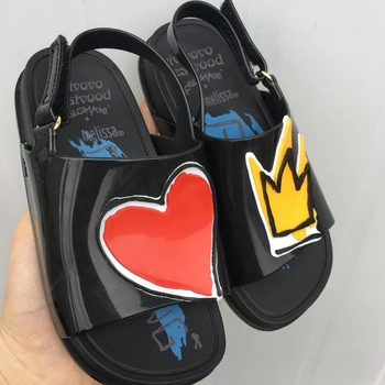 2019 Nouă Ploaie de Vara Pantofi Melissa Coroana și Inima Rosie Mini Sandale Jeleu de Pantofi Fată Non-alunecare de Copii Sandal Toddler