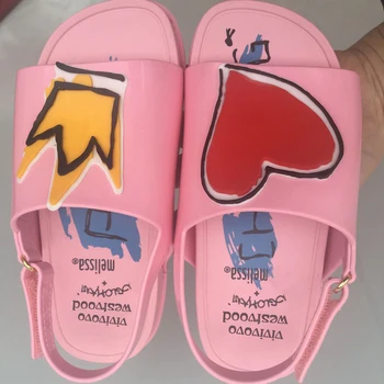 2019 Nouă Ploaie de Vara Pantofi Melissa Coroana și Inima Rosie Mini Sandale Jeleu de Pantofi Fată Non-alunecare de Copii Sandal Toddler