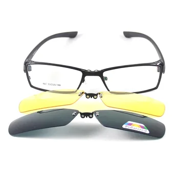 Unisex Ochelari Cadru și 2 buc ochelari de Soare clip-on Ochelari de Moda Mens Ochelari Rame Polarizat Ochelari de Soare Clip 681