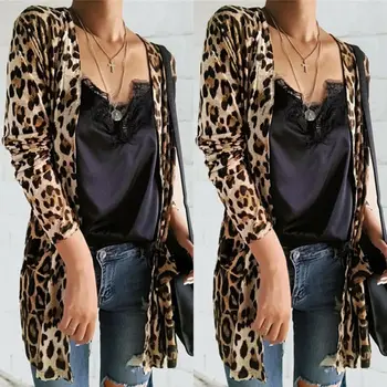 Moda Femei Pulovere Cardigan Cu Maneci Lungi Leopard De Imprimare Tricotate Cardigan Pentru Femei Pulover Haina Topuri Femei Leopard Uza Jachete