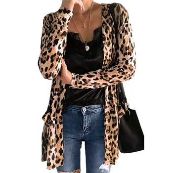 Moda Femei Pulovere Cardigan Cu Maneci Lungi Leopard De Imprimare Tricotate Cardigan Pentru Femei Pulover Haina Topuri Femei Leopard Uza Jachete