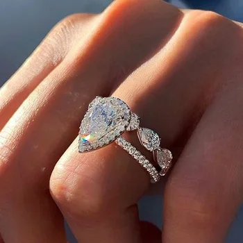 2021 nou de lux pere argint 925 set inel de nunta pentru femei lady cadou de aniversare bijuterii vrac vinde moonso R5866