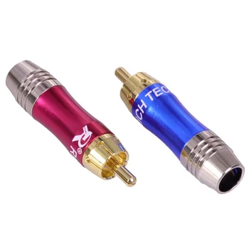 10buc/lot RCA Conector Placat cu Aur RCA Male Plug Lipire Conector de Sârmă de Înaltă Calitate Vorbitor de Lotus Mufa Jack 5Pairs Rosu+Albastru