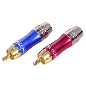 10buc/lot RCA Conector Placat cu Aur RCA Male Plug Lipire Conector de Sârmă de Înaltă Calitate Vorbitor de Lotus Mufa Jack 5Pairs Rosu+Albastru